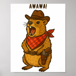 Poster Salut Cowboy Rock Hyrax Awawa Western Drôle Tank T