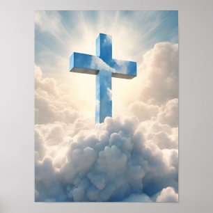 Poster Salut, Croix dans les nuages,