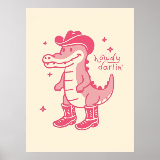 Poster Salut Darling Rose Crocodile Western Art (Devant)