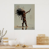 Poster Salut Du Guerrier Aztèque Au Soleil (Cuisine)