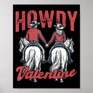Poster Salut Saint-Valentin Couple Amour Western Rétro