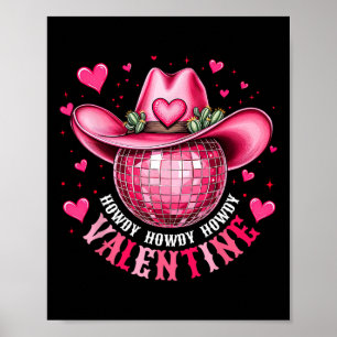 Poster Salut Saint-Valentin Disco Chapeau de Cowboy Occid