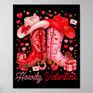 Poster Salut valentine western cowgirl boots xoxo