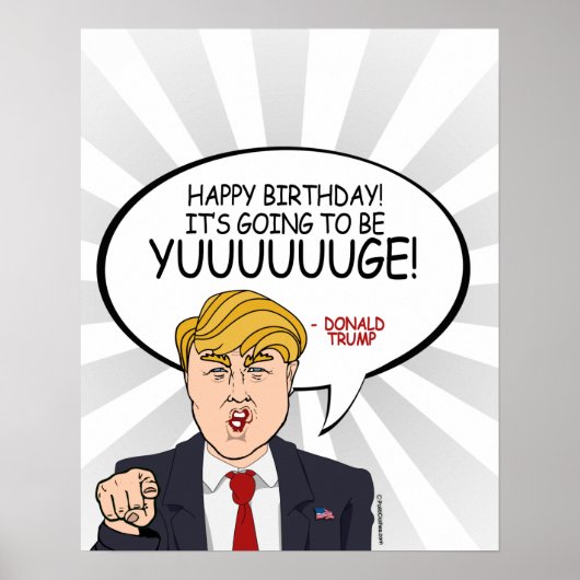 Poster Salutation de Donald Trump - Joyeux anniversaire - (Devant)