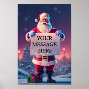 Poster Salutation de Noël personnalisée : Père Noël Signb