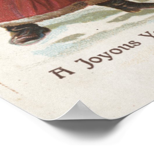 Poster Salutation de NoëlPère Noël avec bâton de marche (Coin)