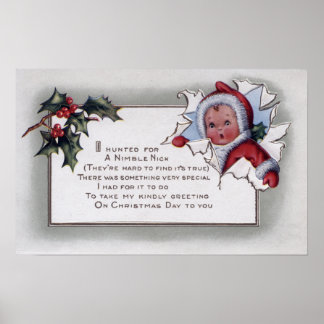 Poster Salutation de NoëlPetit enfant à travers le papier