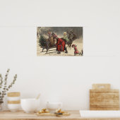 Poster Salutation de NoëlSanta et Sleigh (Cuisine)