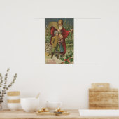 Poster Salutation de NoëlSanta Marcher avec les enfants (Cuisine)