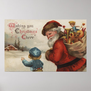 Poster Salutation de NoëlSanta Parler avec un garçon