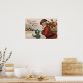 Poster Salutation de NoëlSanta Parler avec un garçon (Cuisine)