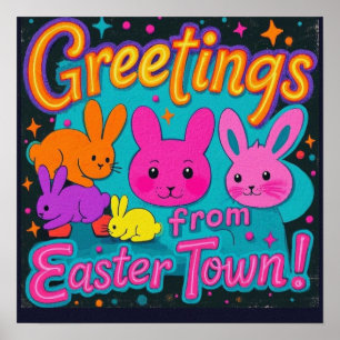 Poster Salutation De Pâques Des Bunnies