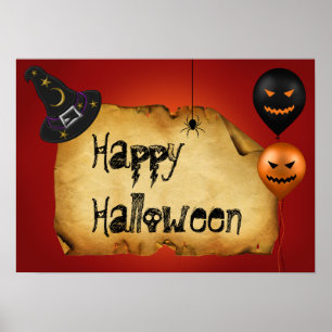 Poster Salutation de vieux parchemin d'Halloween