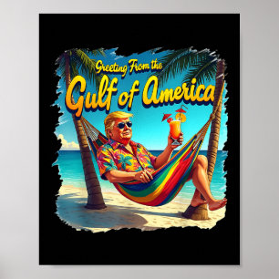 Poster Salutation Du Golfe De L'Amérique Trump Patrio