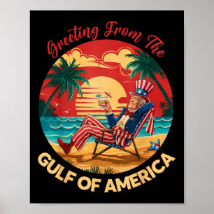 Poster Salutation Du Golfe De L'Amérique Trump Patrio