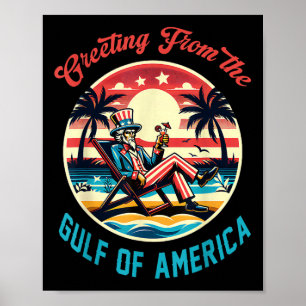 Poster Salutation Du Golfe De L'Amérique Trump Patrio