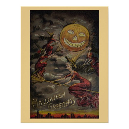 Poster Salutation Halloween vintage (Devant)