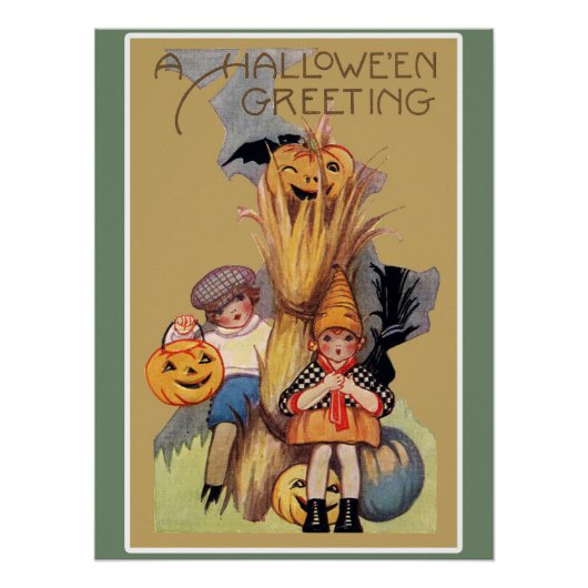 Poster Salutation Halloween vintage (Devant)