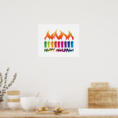 Poster Salutation Rainbow Menorah Hanoukka (Cuisine)