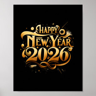Poster Salutations À 2026 Joyeux New Year Party Premium