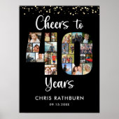 Poster Salutations à 40 ans 23 Photos Numéro 40 Découpe (Devant)