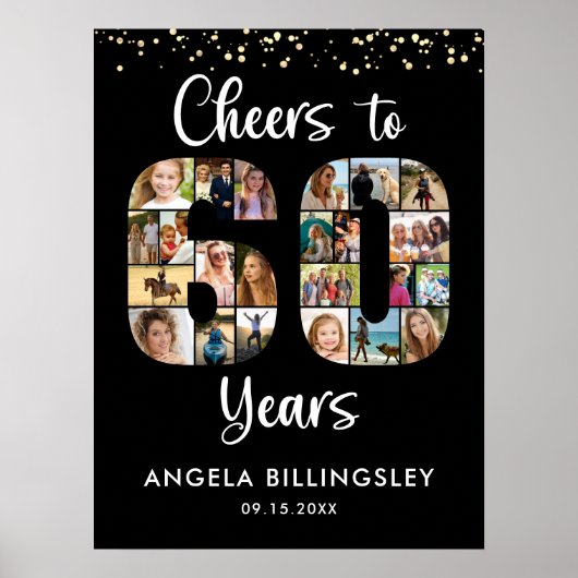 Poster Salutations à 60 ans 23 Photos Numéro découpé Coll (Devant)