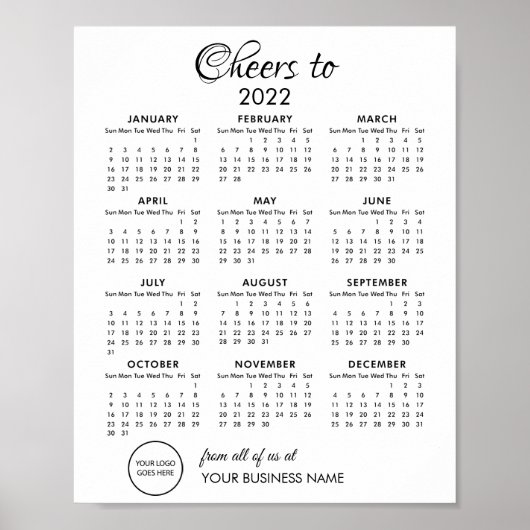 Poster Salutations au Calendrier 2022 Logo d'entreprise (Devant)