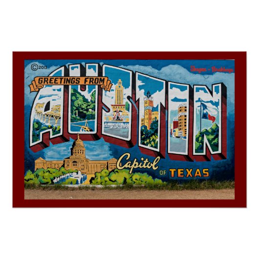 Poster Salutations d'Austin, Texas (Devant)