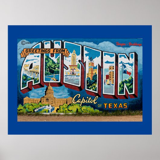 Poster Salutations d'Austin, Texas (Devant)