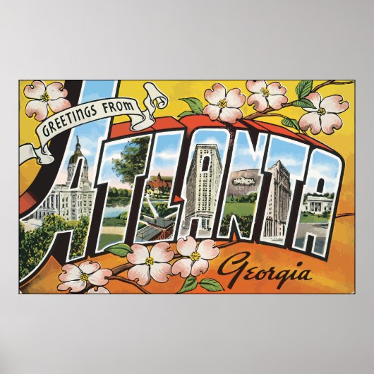 Poster Salutations De Atlanta Georgia, Vintage (Devant)