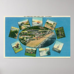 Poster Salutations de avec ViewsSanta pittoresque Cruz,