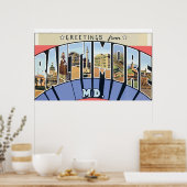 Poster Salutations De Baltimore Md, Vintage (Cuisine)