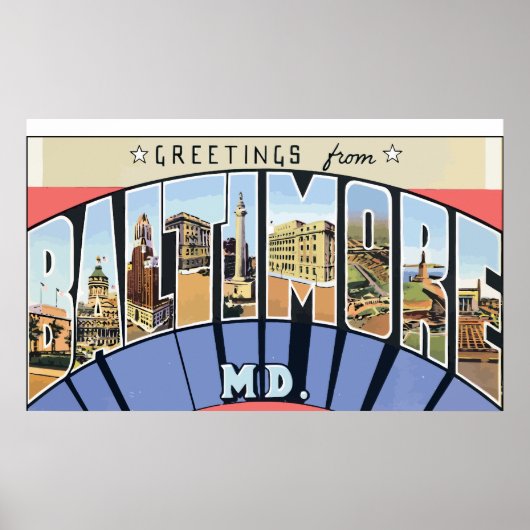 Poster Salutations De Baltimore Md, Vintage (Devant)