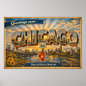 Poster Salutations de Chicago Carte Postale Ancienne (Devant)