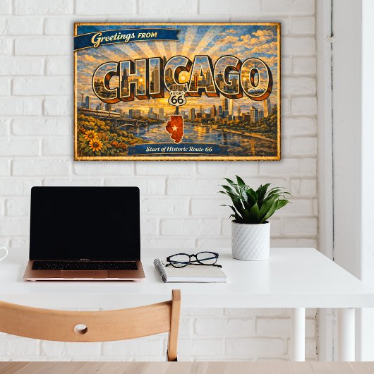 Poster Salutations de Chicago Carte Postale Ancienne