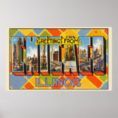 Poster Salutations de Chicago, Illinois, (Devant)