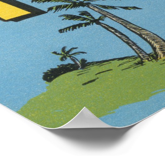 Poster Salutations de Floride (Bleu)Floride (Coin)