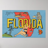 Poster Salutations de Floride (Bleu)Floride (Devant)