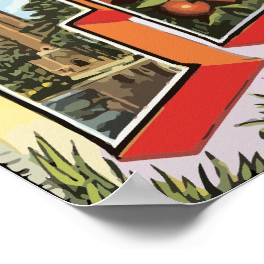 Poster Salutations De Floride "Le Pays Du Soleil", Vin (Coin)