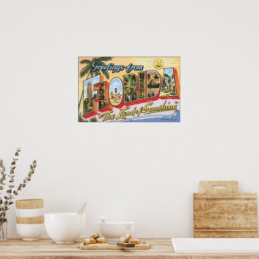 Poster Salutations De Floride "Le Pays Du Soleil", Vin (Cuisine)