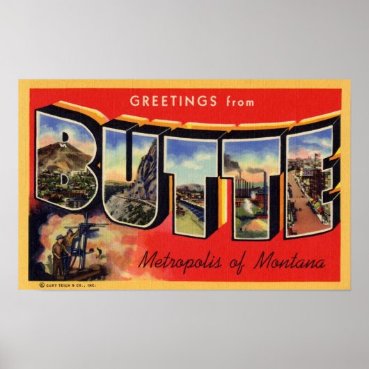Poster Salutations de la Butte Metropolis du Montana (Devant)