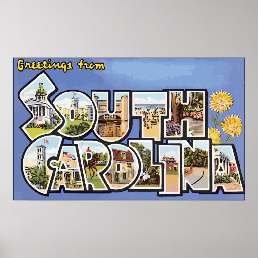 Poster Salutations De La Caroline Du Sud, Vintage (Devant)