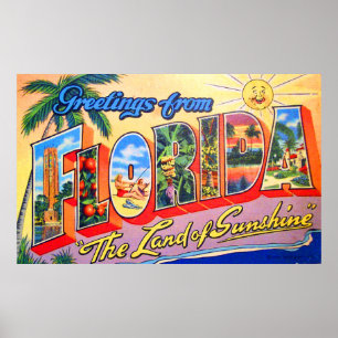 Poster Salutations de la Floride, la terre du soleil