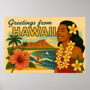 Poster Salutations de la mi-siècle de l'art touristique h