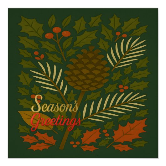 Poster Salutations de la saison automne et hiver milieu d (Devant)