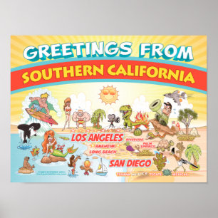 Poster Salutations de l'affiche de la Californie du Sud