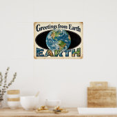 Poster Salutations de l'affiche Earth Retro Sci-Fi (Cuisine)