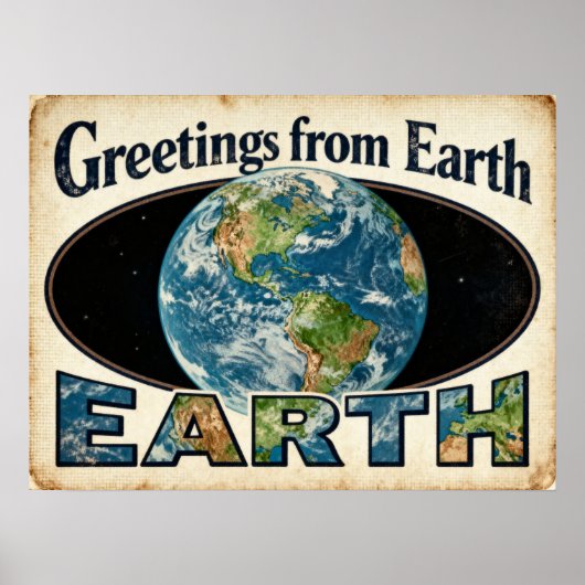 Poster Salutations de l'affiche Earth Retro Sci-Fi (Devant)