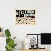 Poster Salutations de l'affiche Moon Retro Sci-Fi (Bureau à domicile)