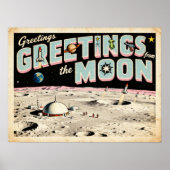 Poster Salutations de l'affiche Moon Retro Sci-Fi (Devant)